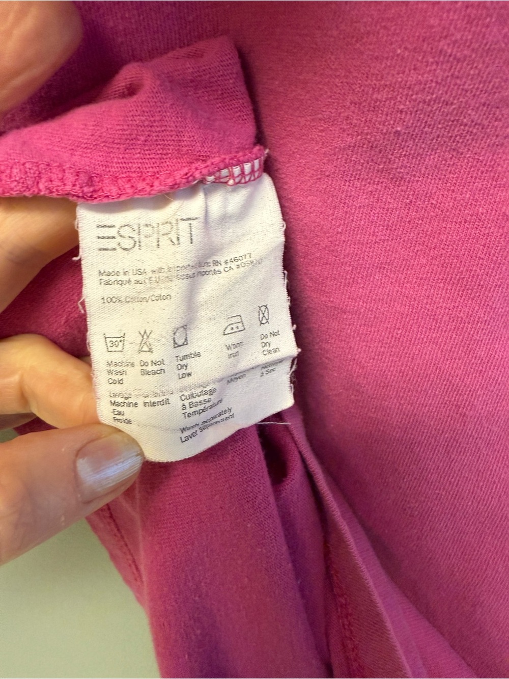 Vintage 80s ESPRIT pink logo long sleeve tee 100% cotton - Picture 7 of 8